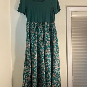 Green and Pink Floral Maxi Dress